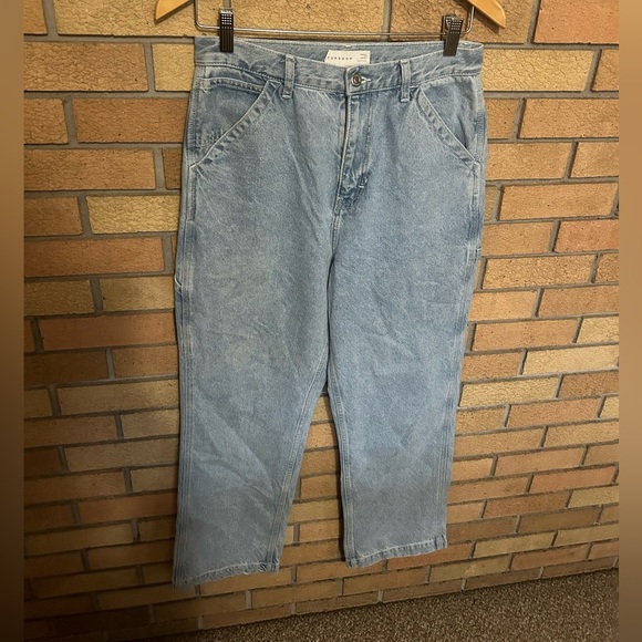 TOPSHOP Straight Leg High Rise Jeans In Bleach Wash-Blues Women’s Size 30x30 - Picture 2 of 5
